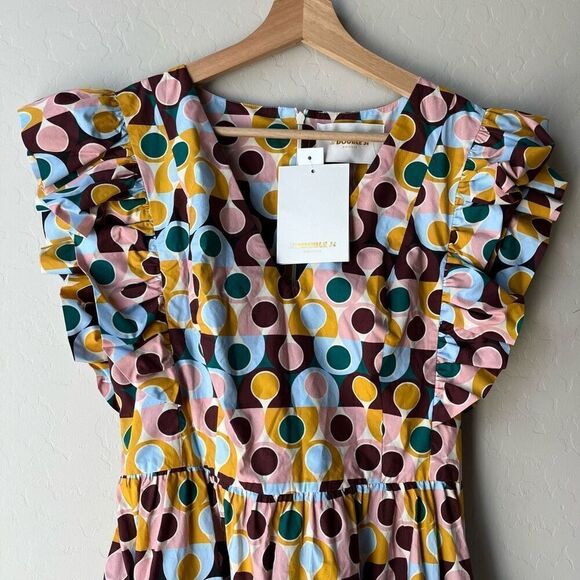 NEW LA DoubleJ Dress Flutter Cap Sleeve Honeybun Gumball Mini Dress Multi‎ Sz S - Picture 4 of 13